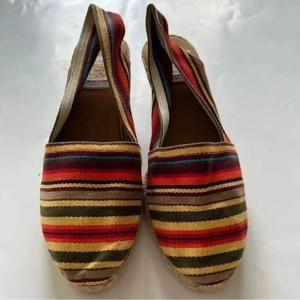 Rin woman’s multicolored Canvas Wedge Stripe Espadrilles made in Spain 3…